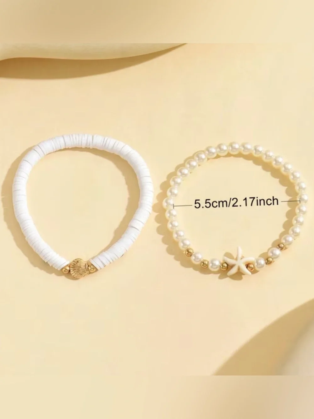 New! White and Gold Layered Coastal Charm Necklace Set and 2 Bracelets